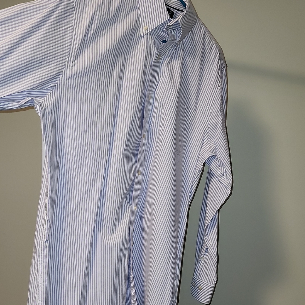 Ralph Lauren Blue & White Striped Dress Shirt – Men’s 16.5 Business Casual